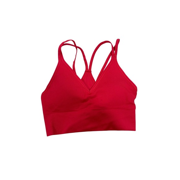 DSG Ribbed V Neck Racerback‎ Sports Bra Red - Picture 4 of 7